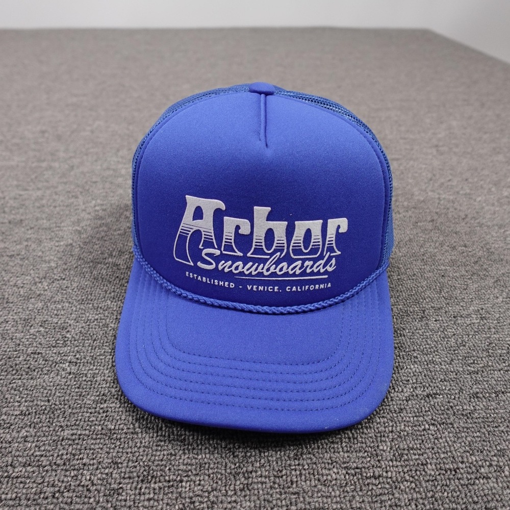 Arbor Snowboards Hat Cap Snap Back Mens One Size Blue Mesh Trucker Rope Logo